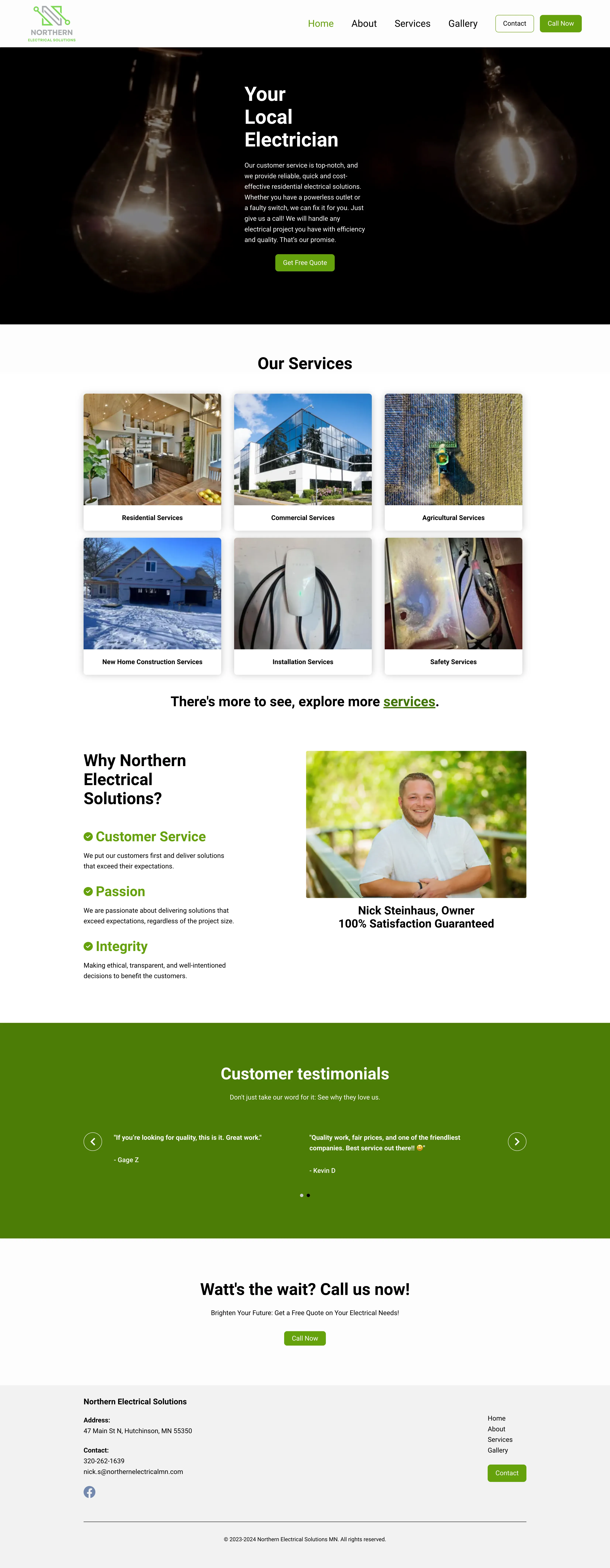 Northern Electric Solutions website screenshot